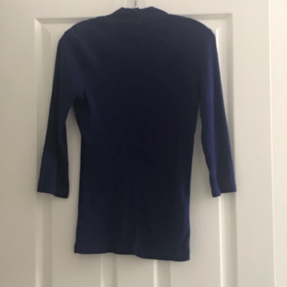 Three Dots Royal Blue Bracelet Sleeve Top Sz Med - Picture 2 of 4